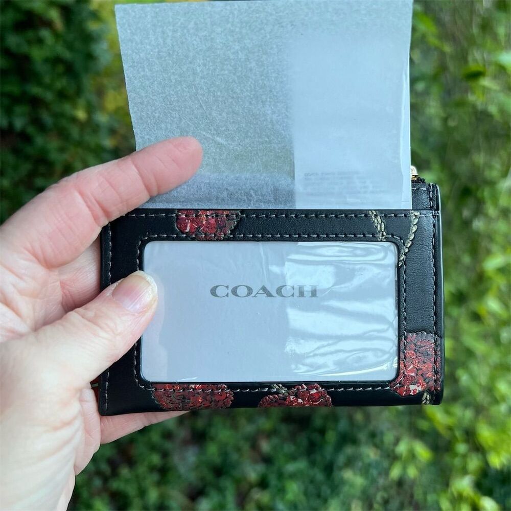 COACH Mini Skinny Id Case Cardholder Wallet w Cherry Print NWT AUTHENTIC - Picture 2 of 9